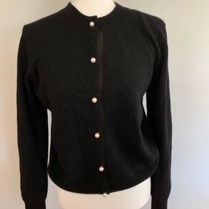 Black cashmere cardigan sweater